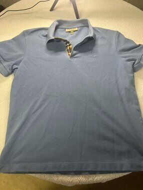 Burberry Slim Fit Blue Polo Shirt sz XL with Burberry plaid pattern